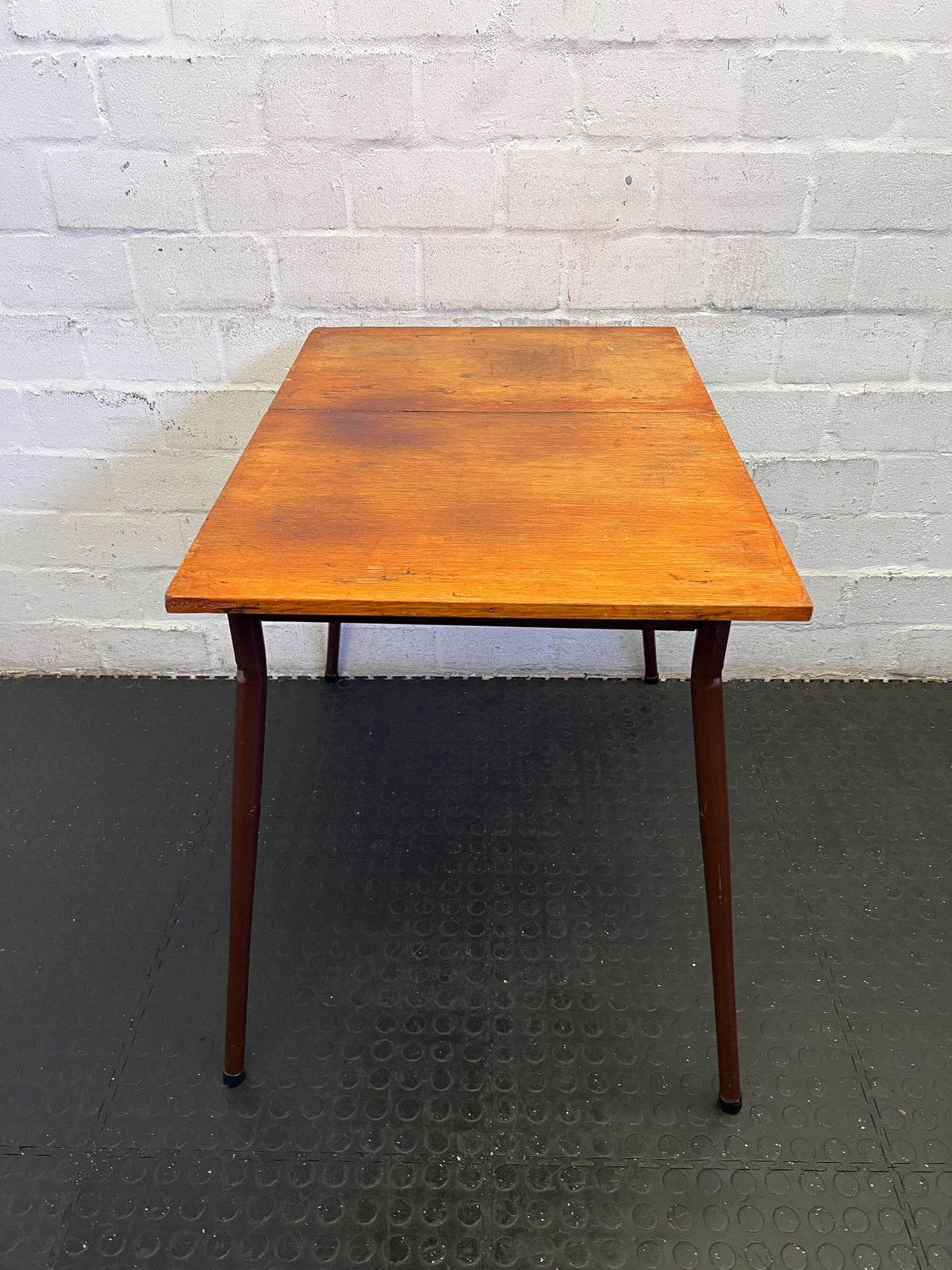 Rustic Wooden Dining Table with Brown Finish - Vintage Charm - 2ndhandwarehouse.com