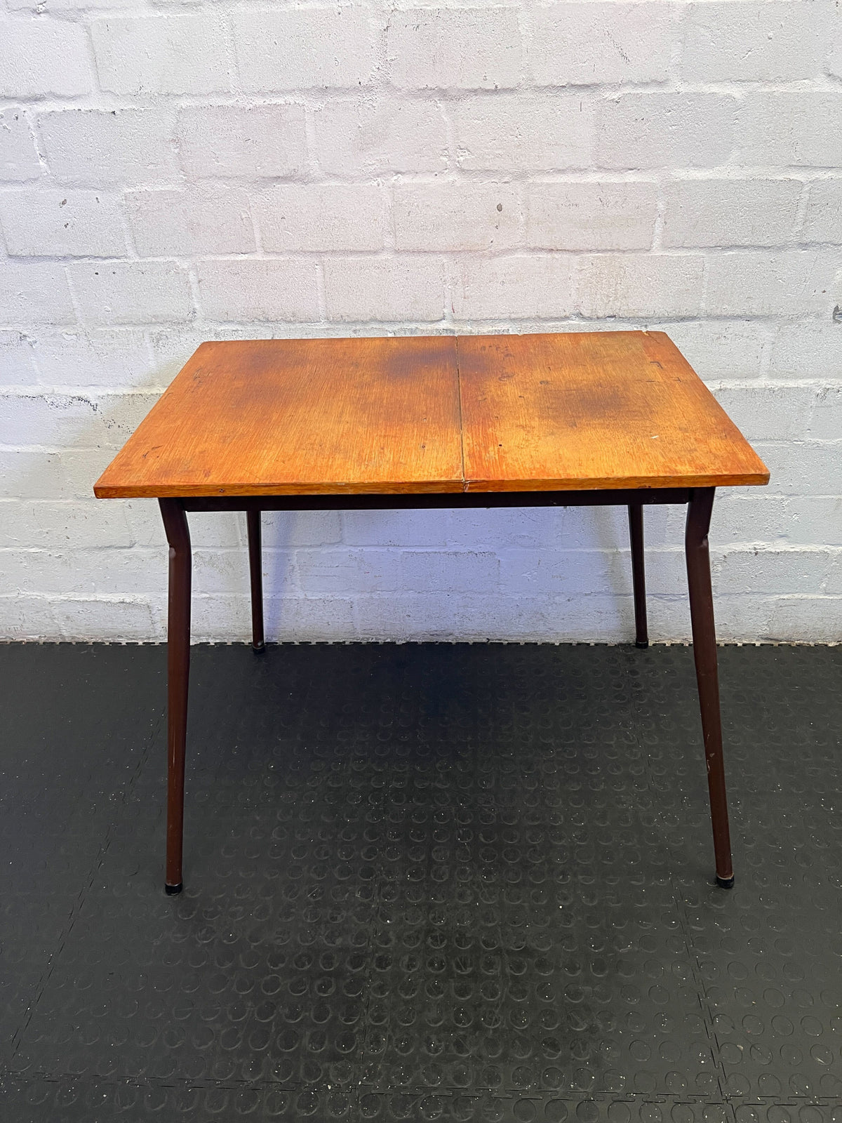 Rustic Wooden Dining Table with Brown Finish - Vintage Charm - 2ndhandwarehouse.com