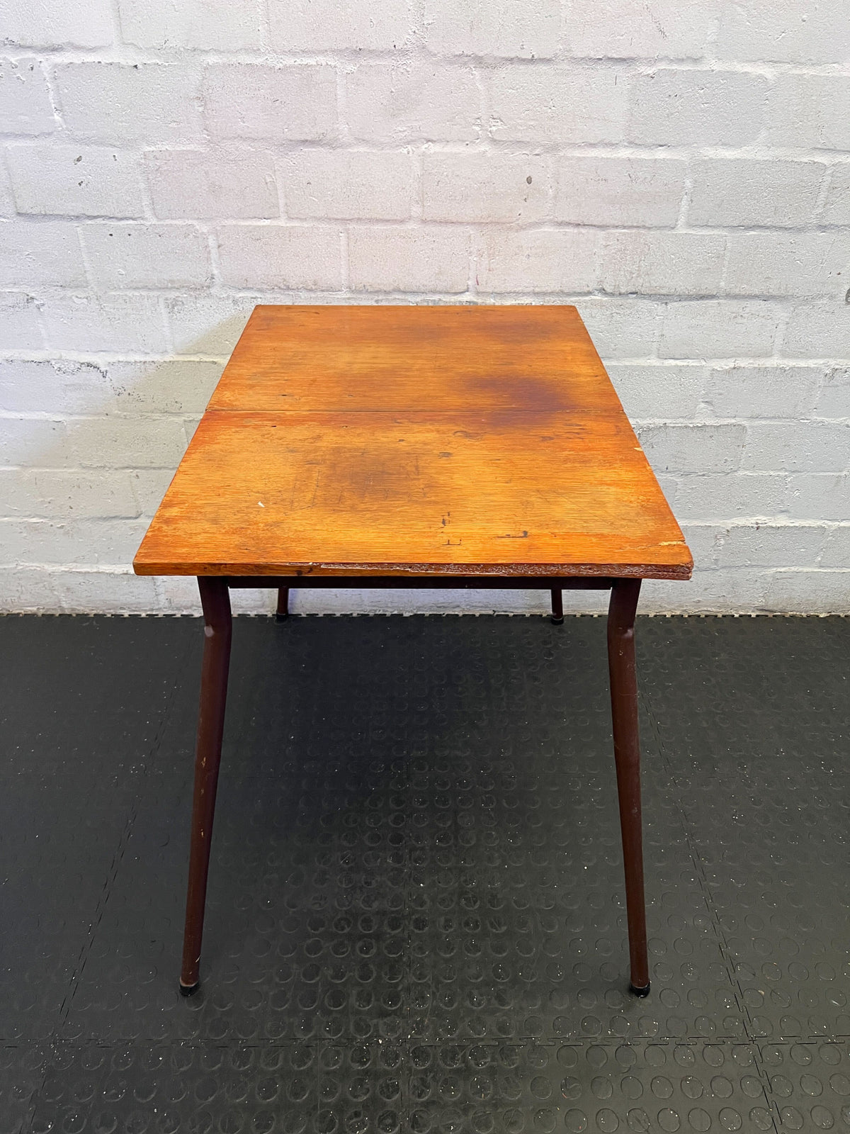 Rustic Wooden Dining Table with Brown Finish - Vintage Charm - 2ndhandwarehouse.com