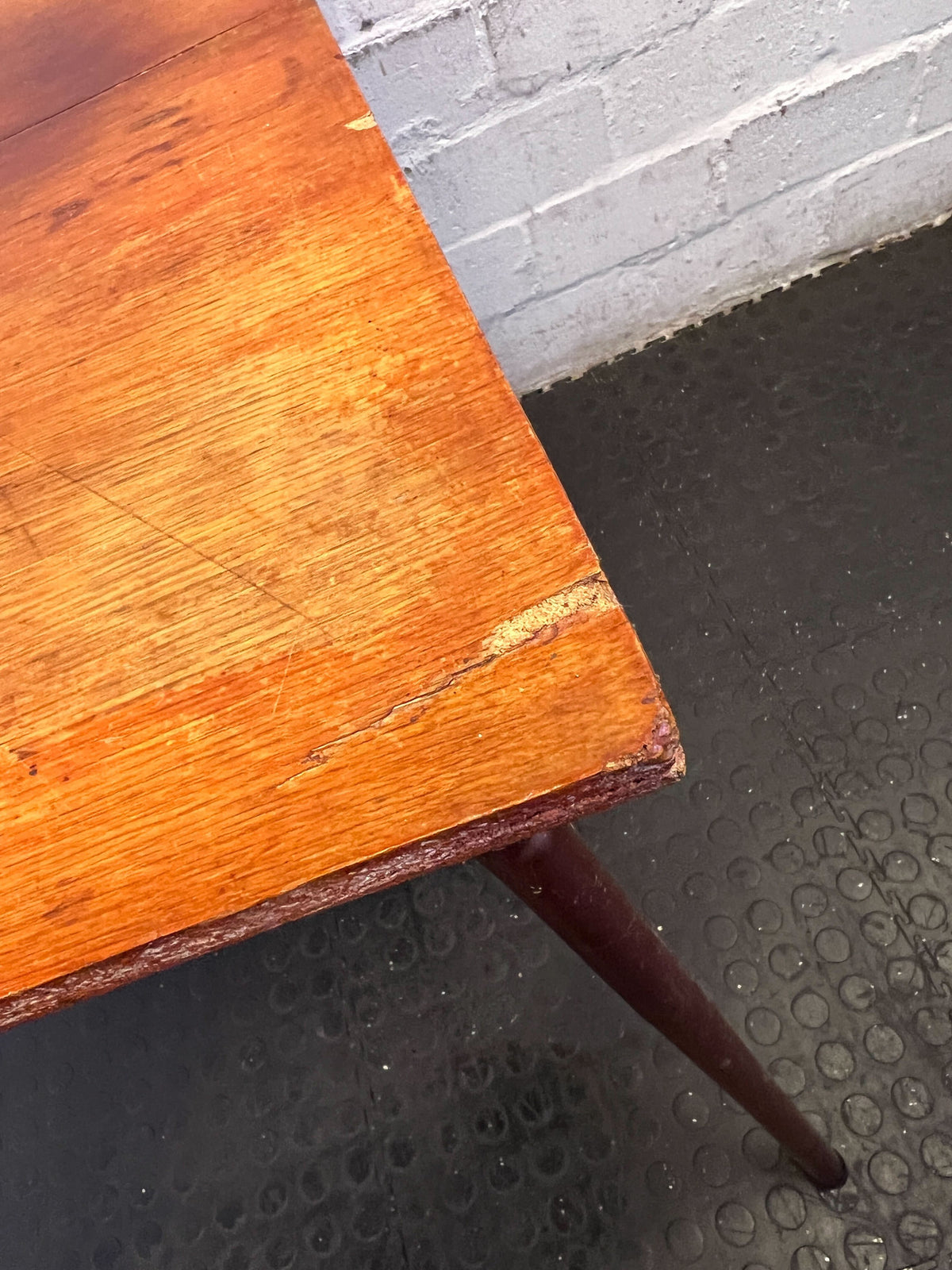 Rustic Wooden Dining Table with Brown Finish - Vintage Charm - 2ndhandwarehouse.com