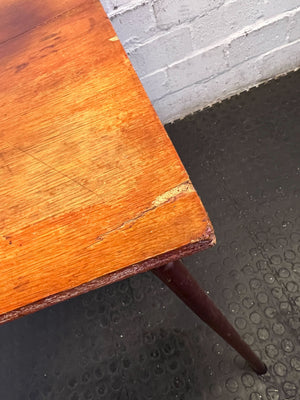 Rustic Wooden Dining Table with Brown Finish - Vintage Charm - 2ndhandwarehouse.com
