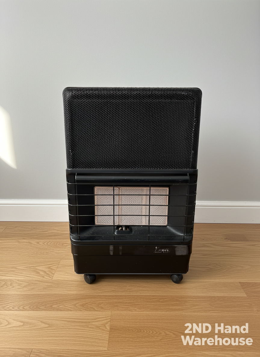 Portable Black Gas Heater - Classic Warmth on Wheels - 2ndhandwarehouse.com