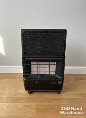 Portable Black Gas Heater - Classic Warmth on Wheels - 2ndhandwarehouse.com