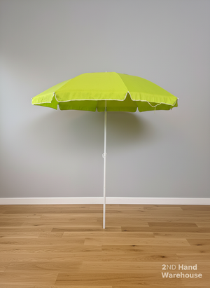 Vibrant Green Beach & Patio Umbrella with White Trim ✨ - 2ndhandwarehouse.com