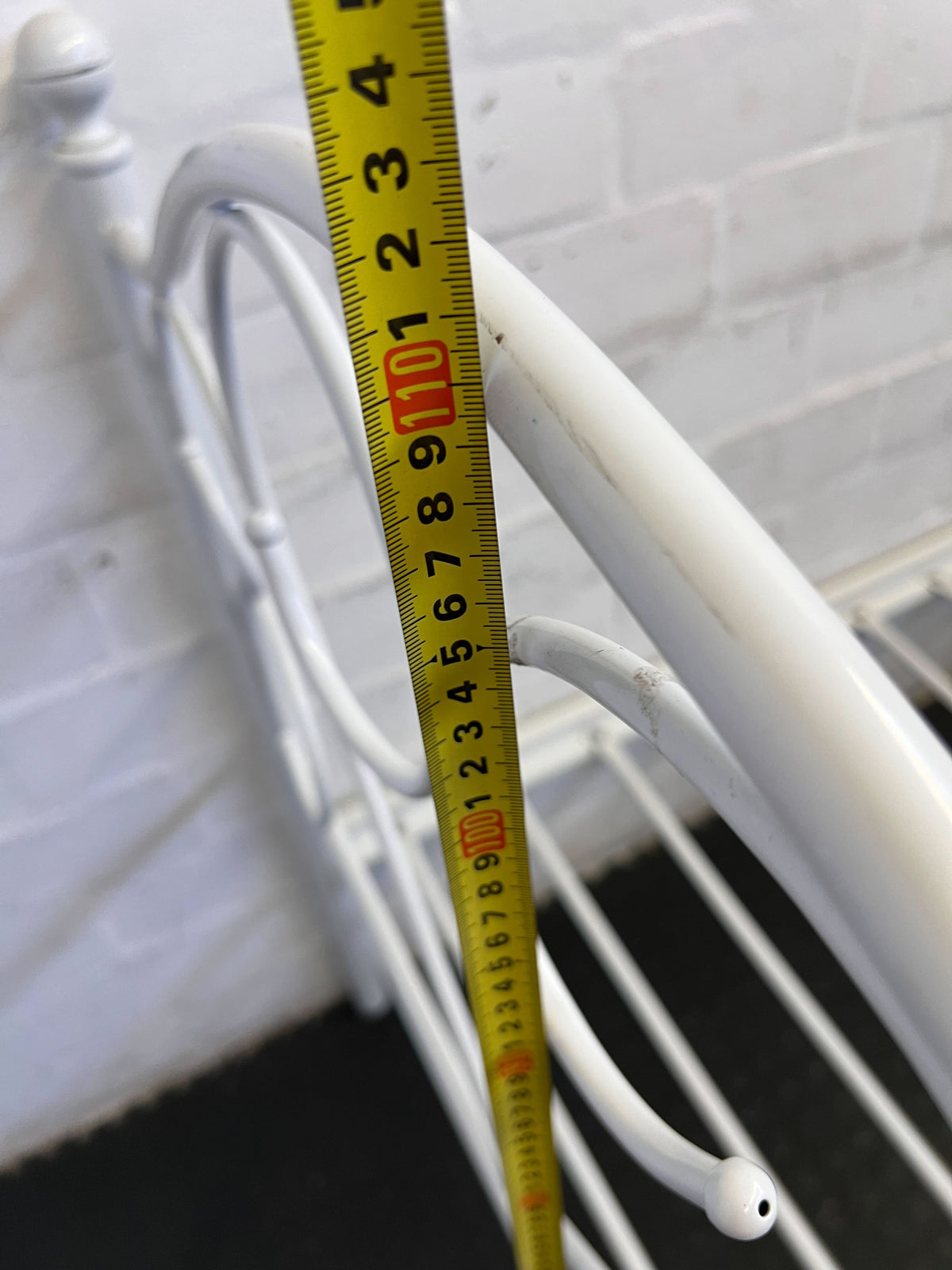 Charming White Metal Single Bed Frame with Heart Design