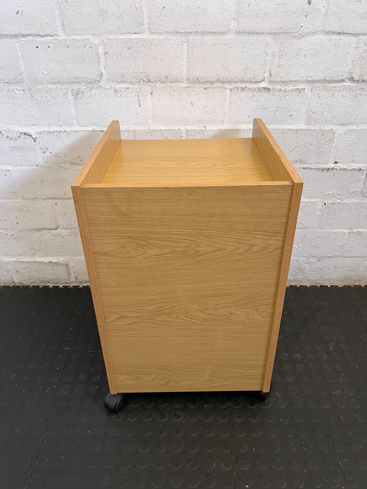 Light Oak Look Mobile Filing Cabinet with 2 Drawers & Lock - 2ndhandwarehouse.com