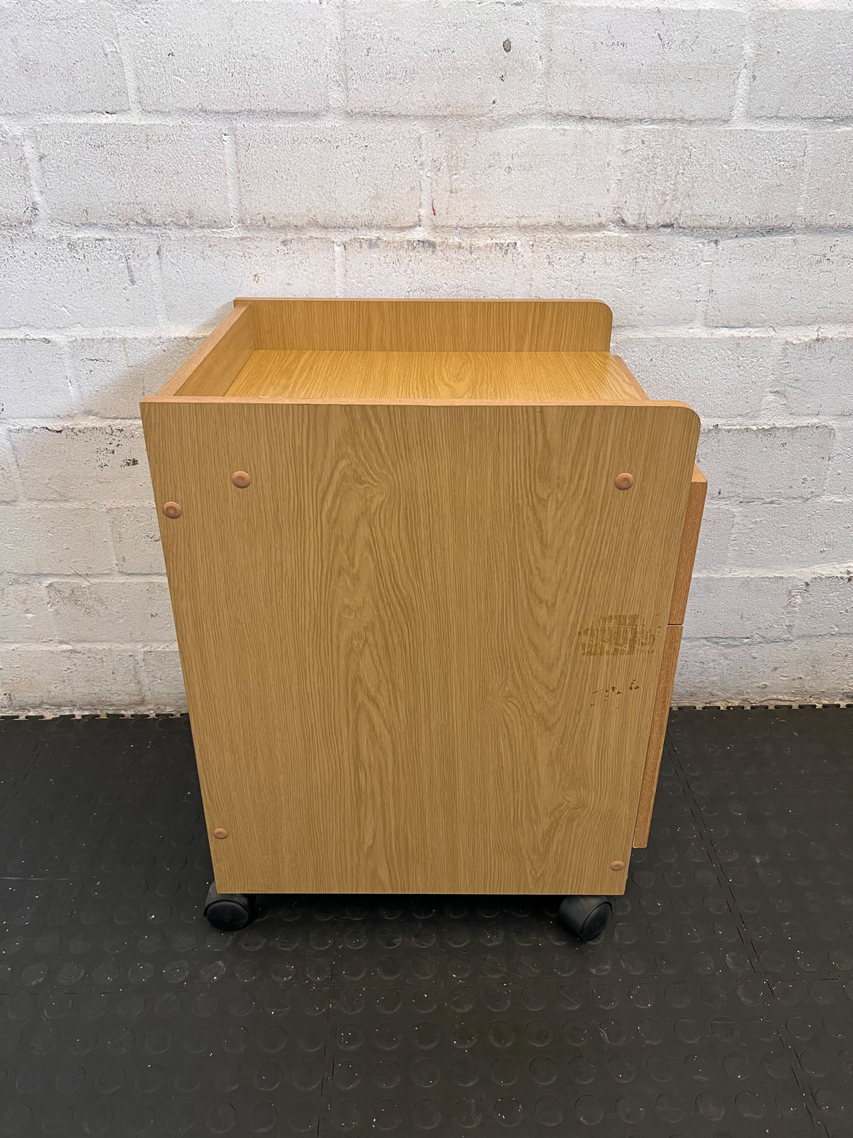 Light Oak Look Mobile Filing Cabinet with 2 Drawers & Lock - 2ndhandwarehouse.com