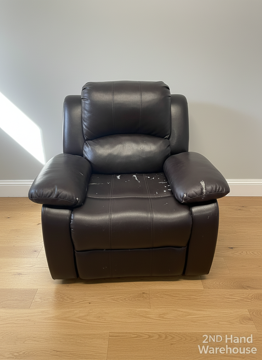 Pre-Loved Dark Brown Recliner Chair - Needs TLC