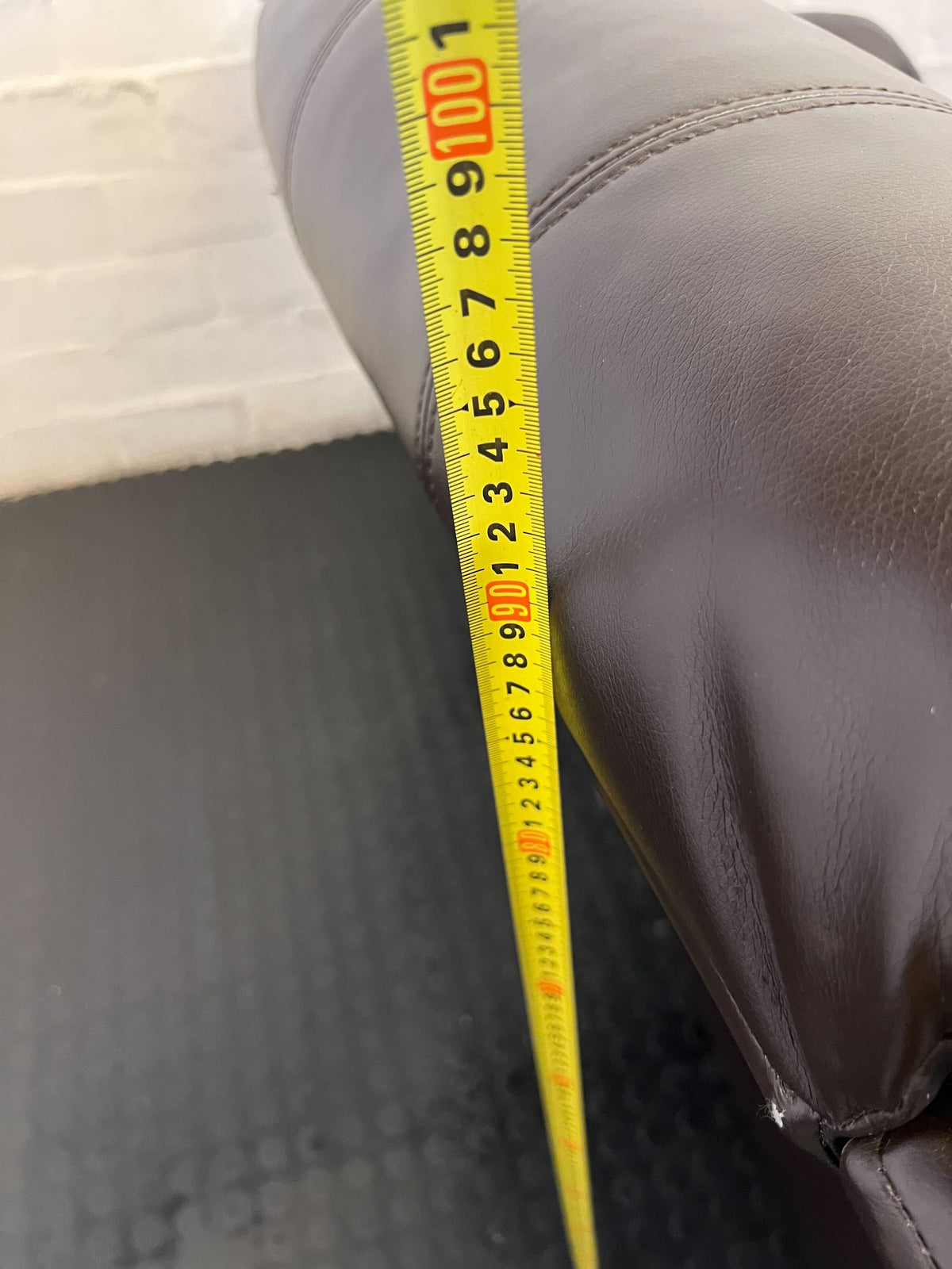 Pre-Loved Black 2-Seater Faux Leather Sofa - Recliner Style