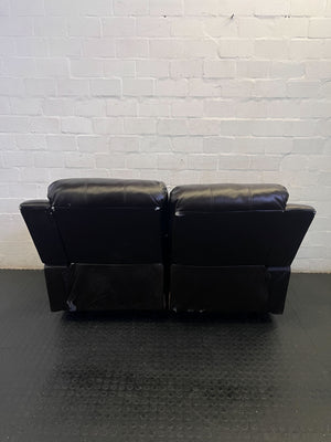 Pre-Loved Black 2-Seater Faux Leather Sofa - Recliner Style