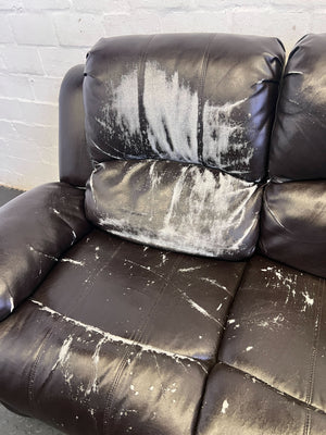 Pre-Loved Black 2-Seater Faux Leather Sofa - Recliner Style