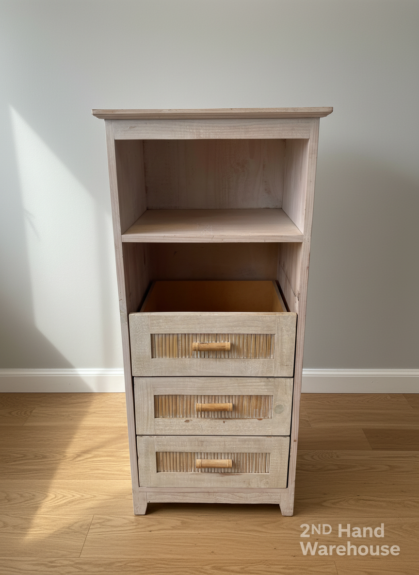 Rustic Pine Storage Unit with Drawers & Shelf