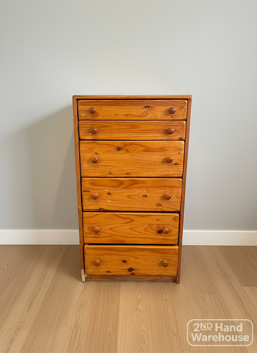 Classic Pine Tallboy Dresser with 6 Drawers