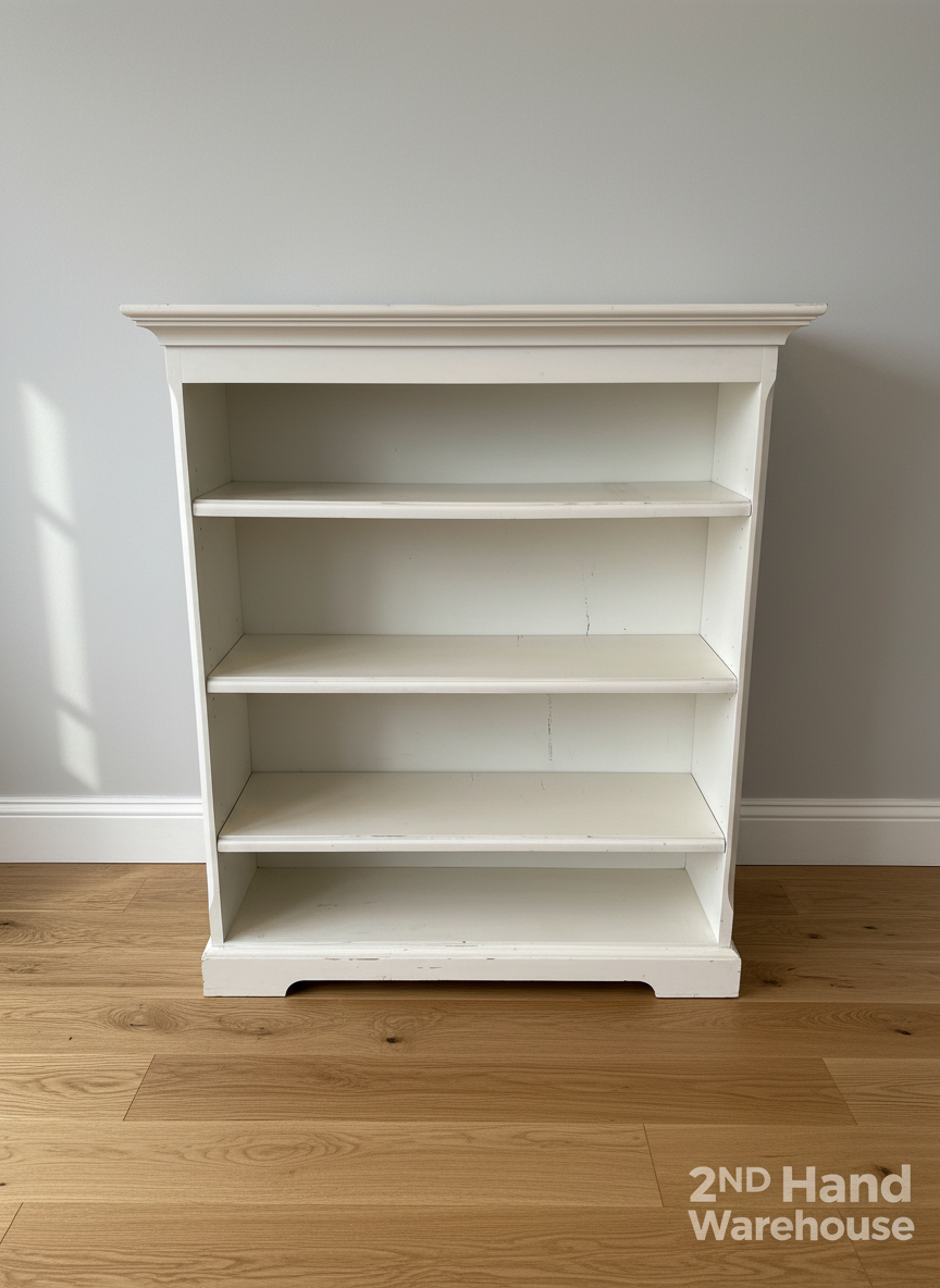 Chic White 4-Tier Bookshelf with Classic Design