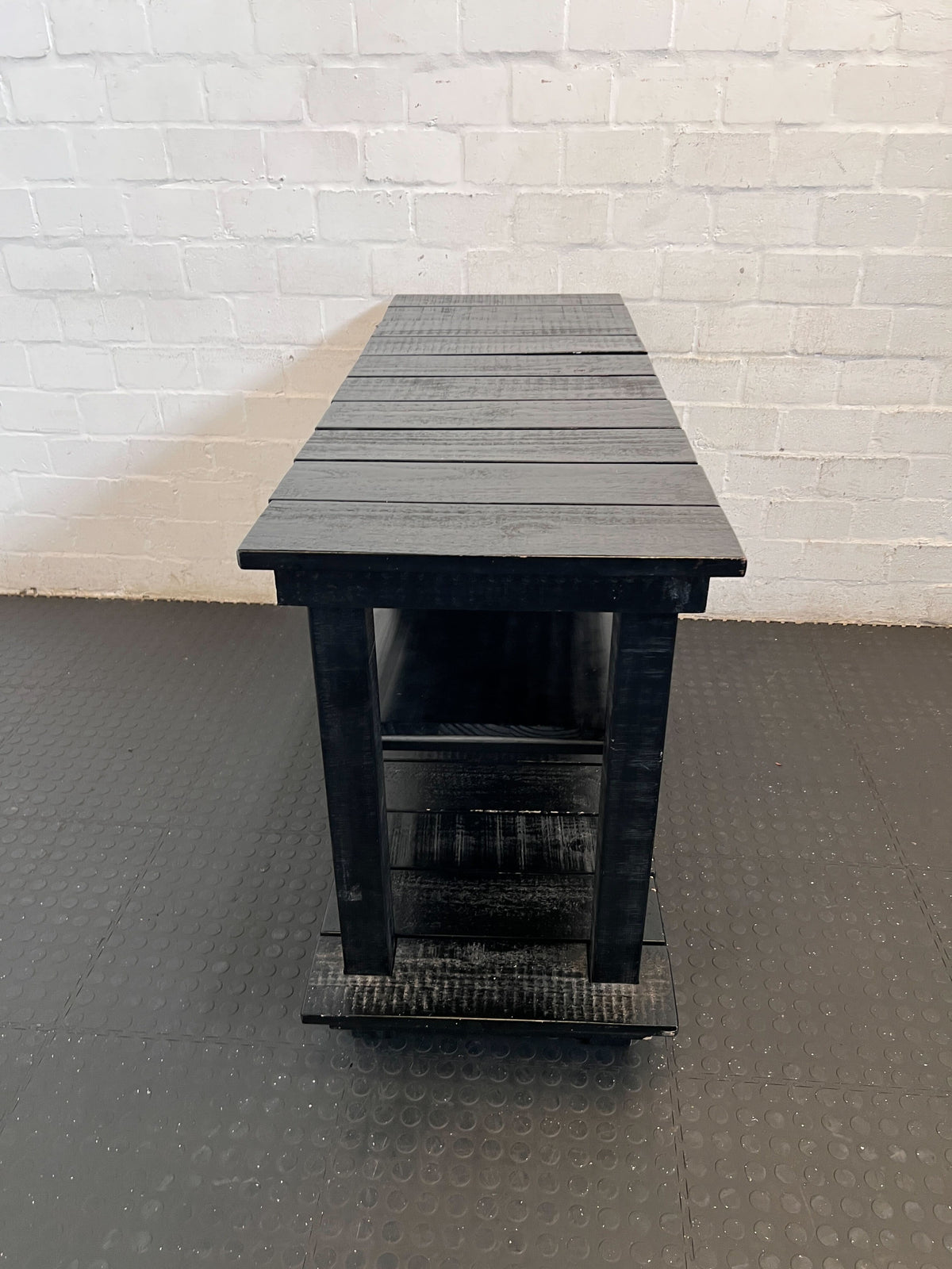 Rustic Black 2-Tier Wooden Shelf Unit