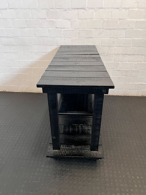 Rustic Black 2-Tier Wooden Shelf Unit