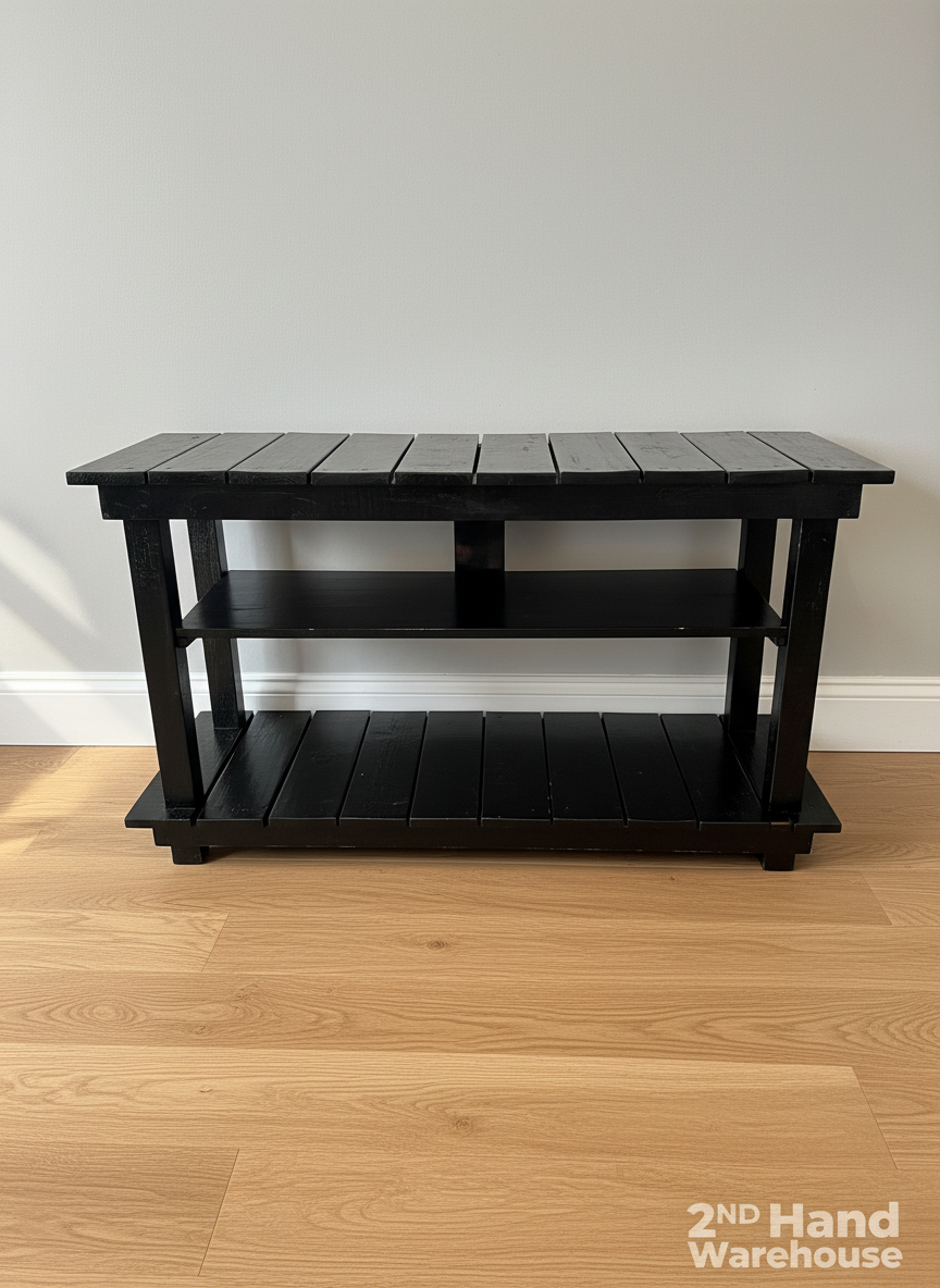 Rustic Black 2-Tier Wooden Shelf Unit