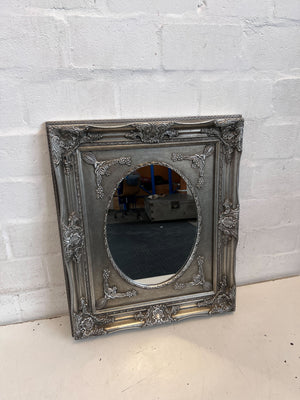 Ornate Silver & Gold Oval Mirror - Vintage Style Wall Decor