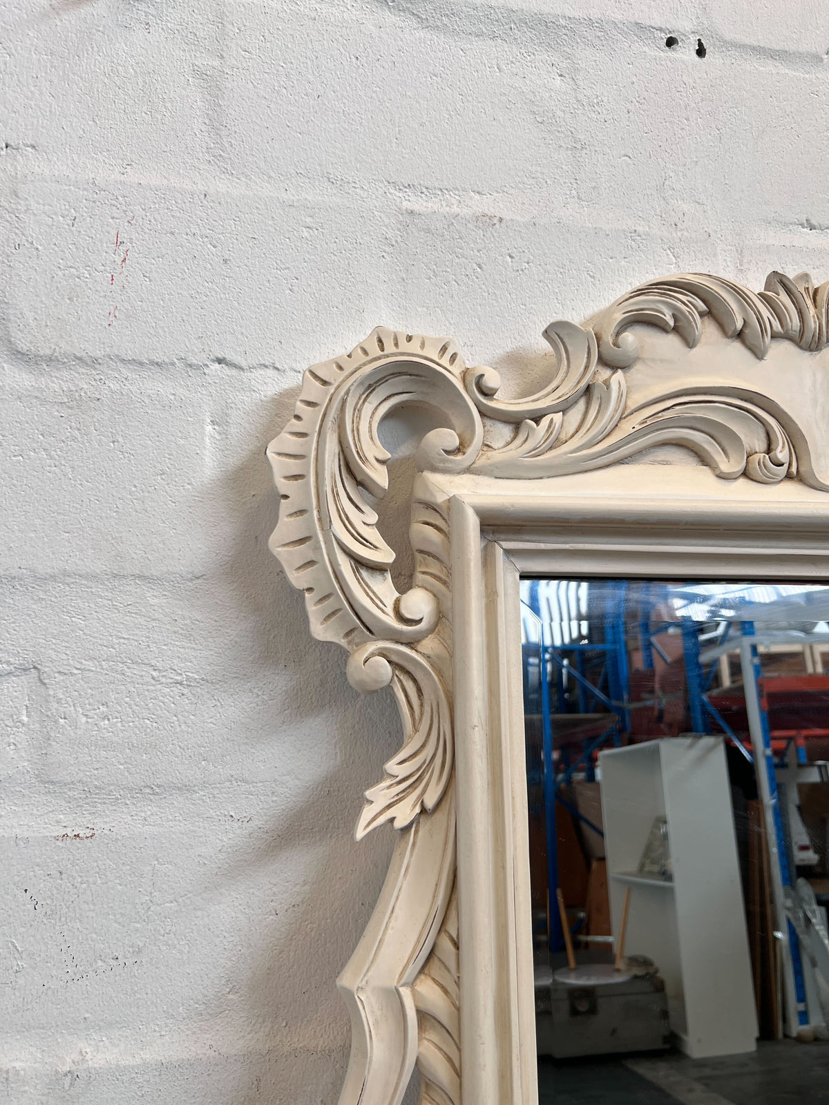 Elegant Ornate Cream Carved Wall Mirror