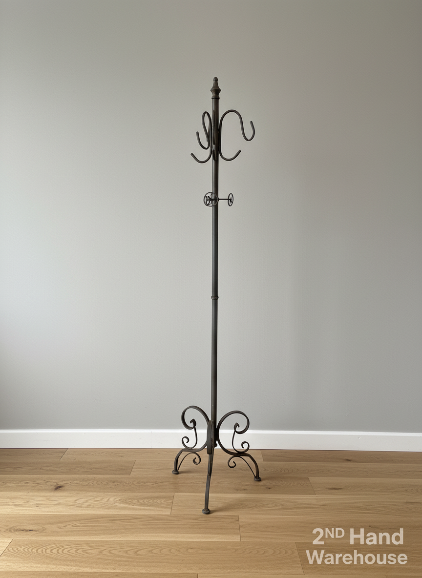 Vintage Wrought Iron Coat Rack - Hallway Organizer