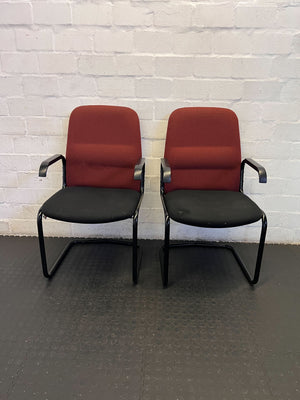 Stylish Used Office Chair - Red & Black Cantilever Design