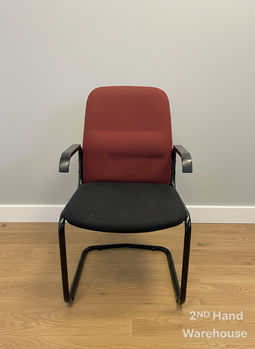 Stylish Used Office Chair - Red & Black Cantilever Design