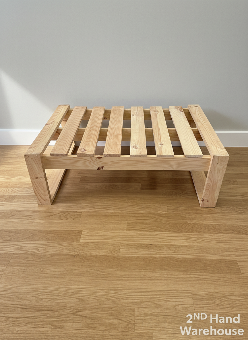 Versatile Natural Wood Slatted Platform Bench