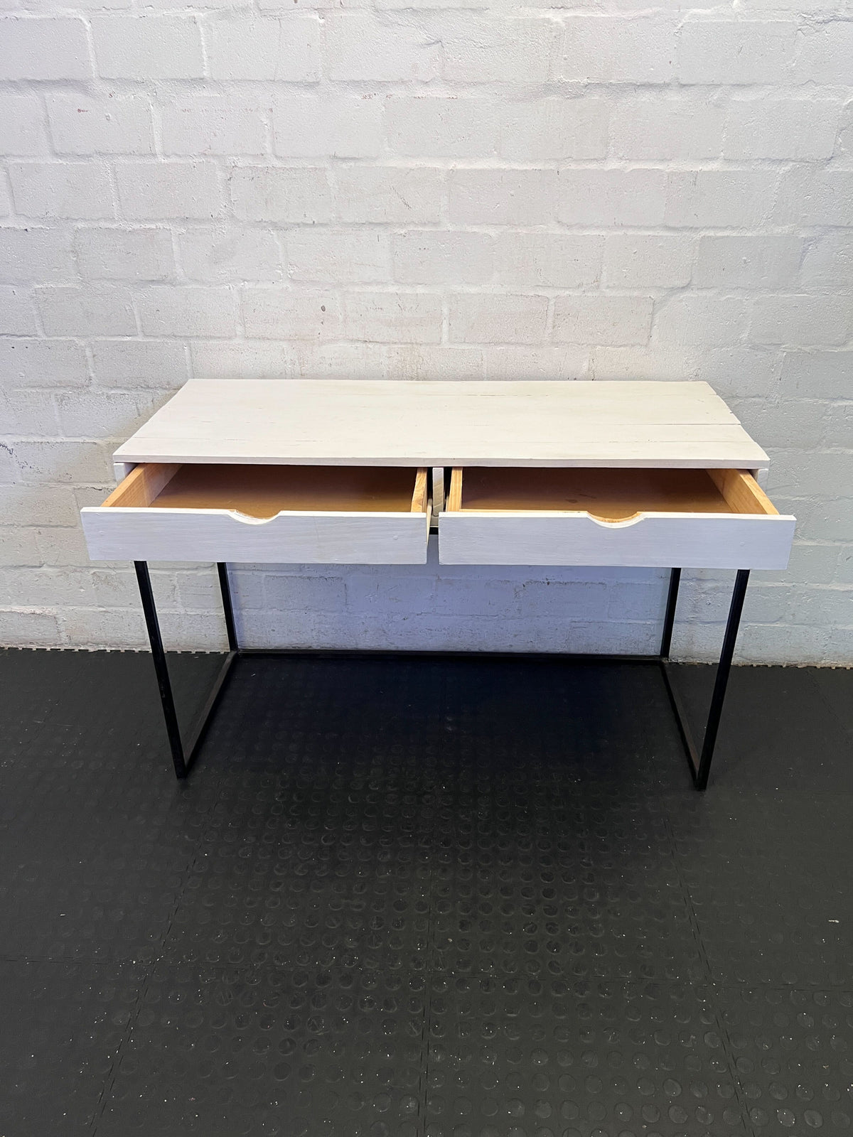 Modern White & Black Two-Drawer Desk