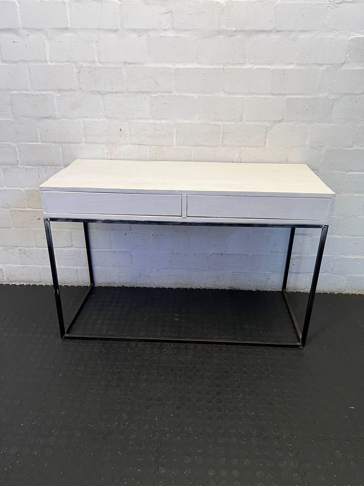 Modern White & Black Two-Drawer Desk