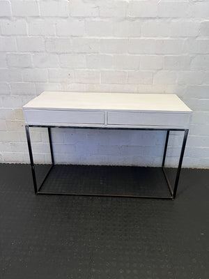 Modern White & Black Two-Drawer Desk