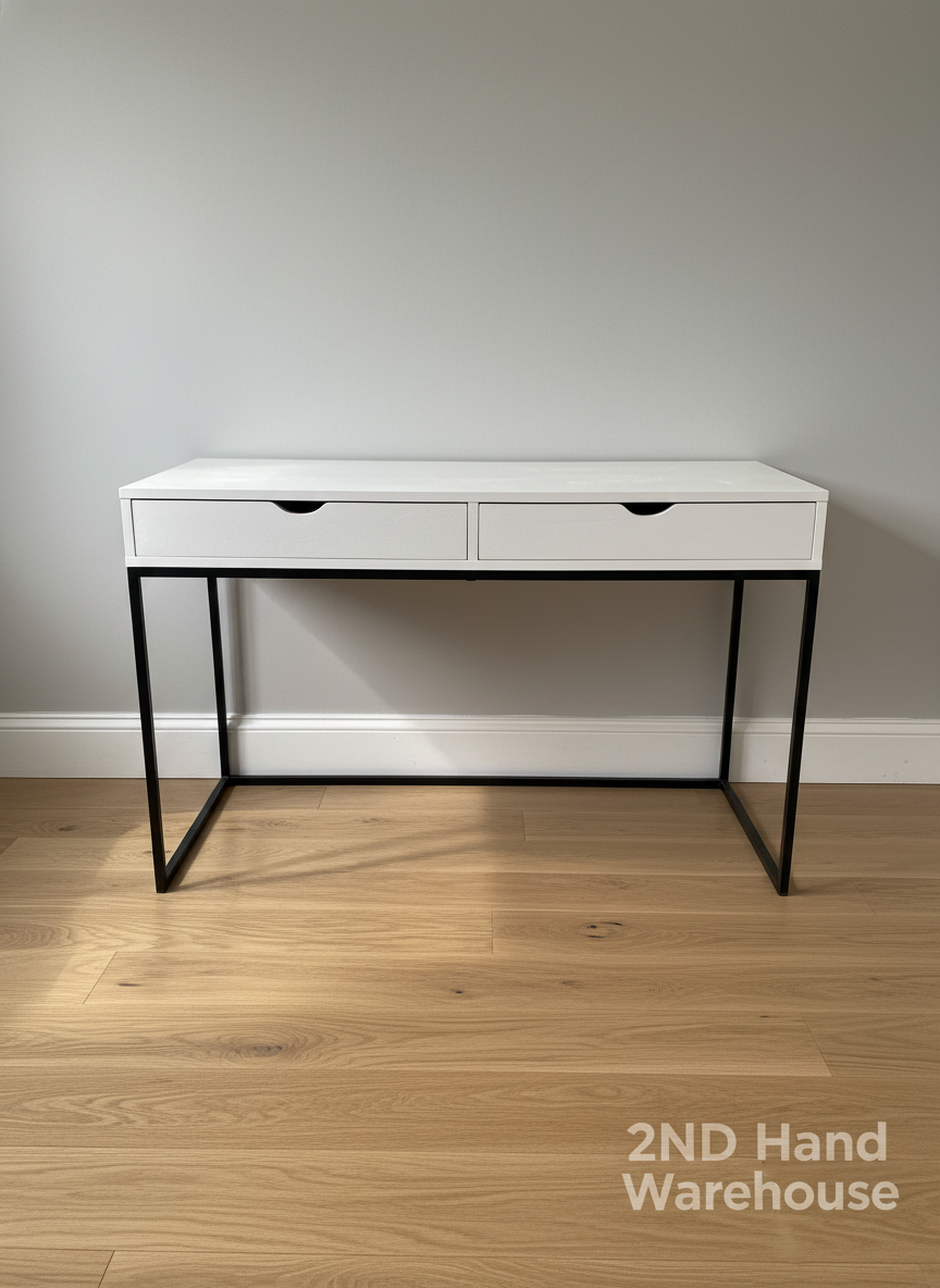 Modern White & Black Two-Drawer Desk