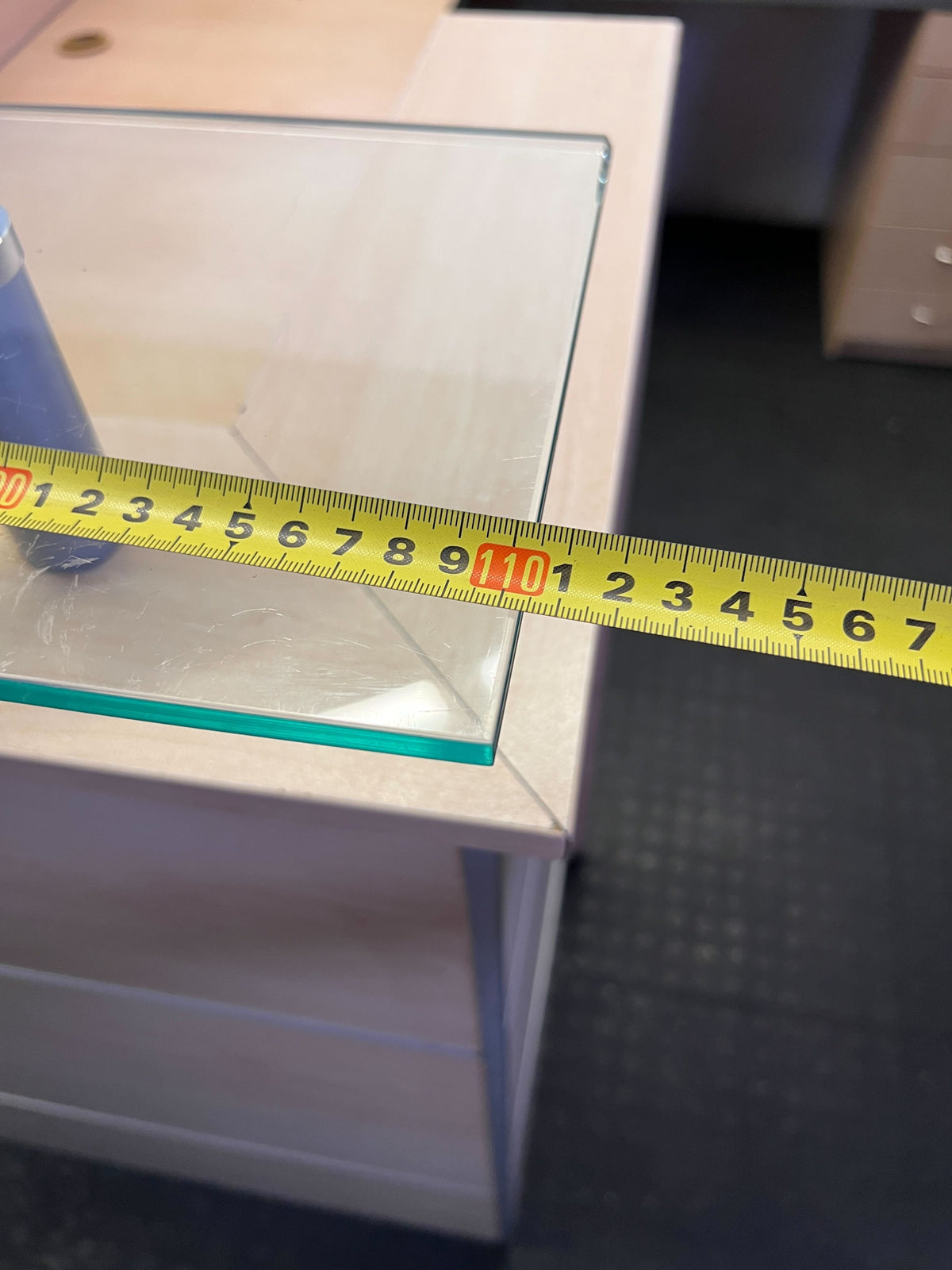 Modern L-Shaped Reception Desk with Glass Top & Mobile Pedestal