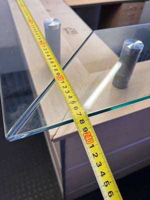 Modern L-Shaped Reception Desk with Glass Top & Mobile Pedestal