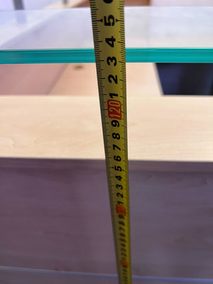 Modern L-Shaped Reception Desk with Glass Top & Mobile Pedestal