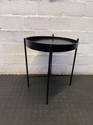 Stylish Black Metal Round Tray Side Table