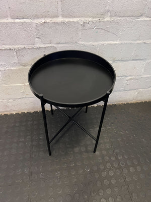Stylish Black Metal Round Tray Side Table
