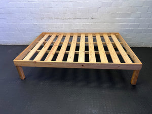 Minimalist Solid Wood Slatted Double Bed Frame