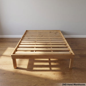Minimalist Solid Wood Slatted Double Bed Frame