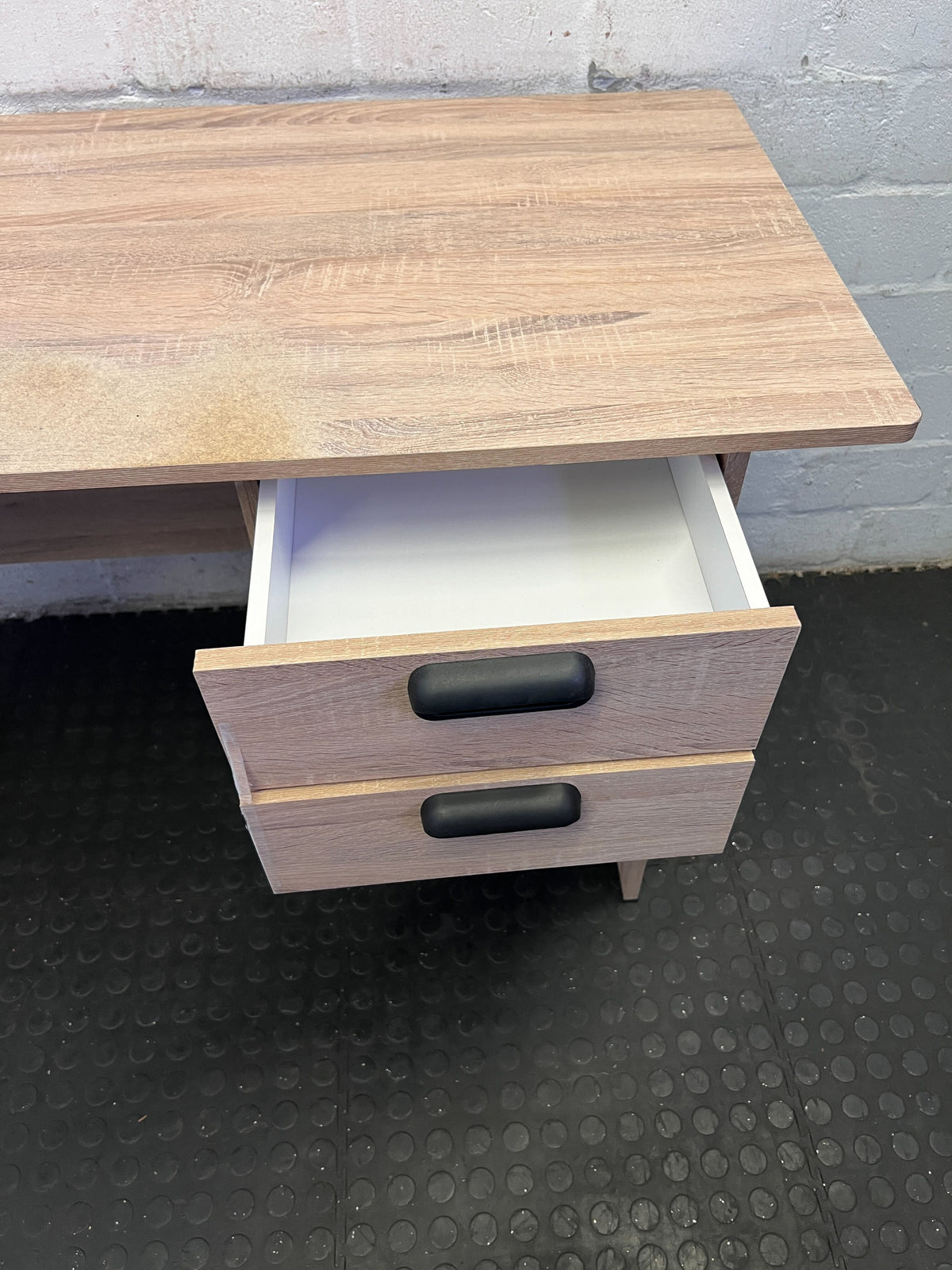 Compact Light Wood Desk with 2 Drawers - Home Office/Study