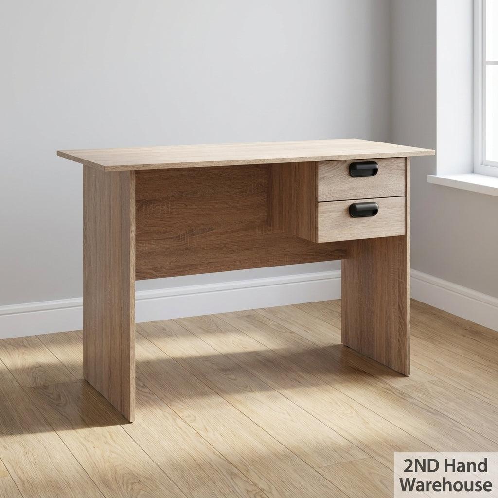 Compact Light Wood Desk with 2 Drawers - Home Office/Study