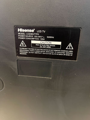 Hisense Flat Screen 39 inch TV with USB Media Playback & Remote