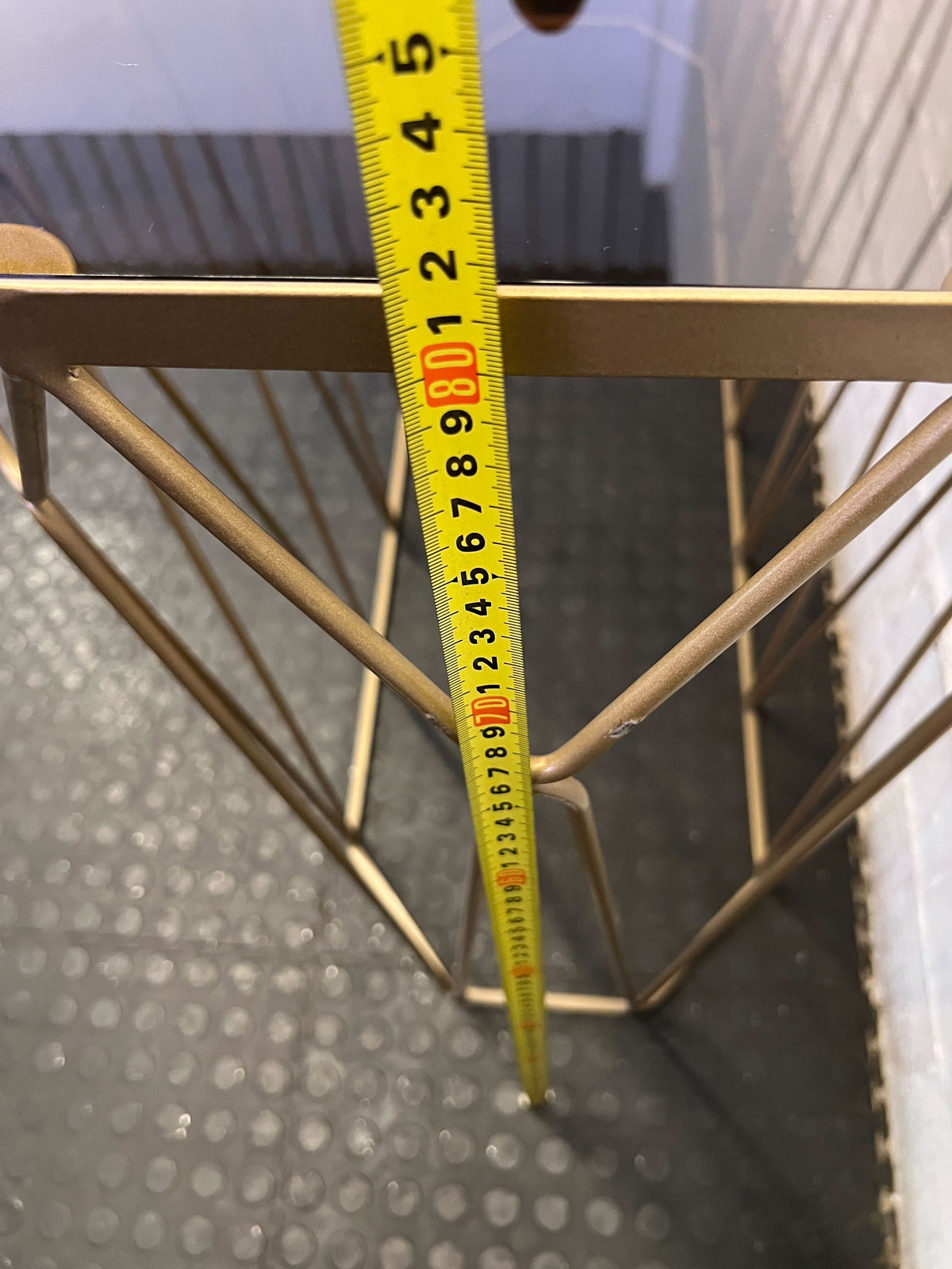 Glam Geometric Gold Console Table with Glass Top