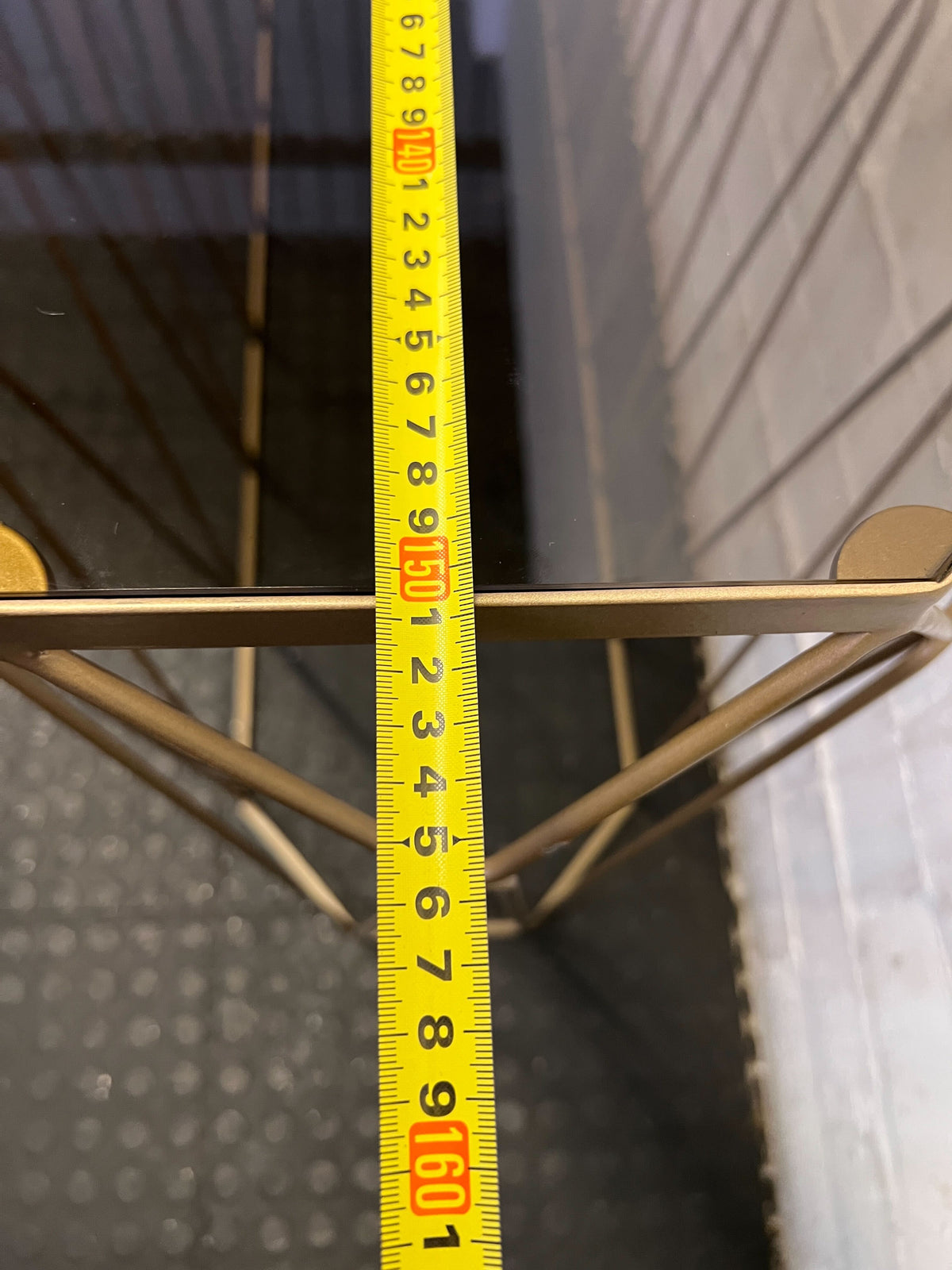 Glam Geometric Gold Console Table with Glass Top