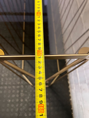 Glam Geometric Gold Console Table with Glass Top