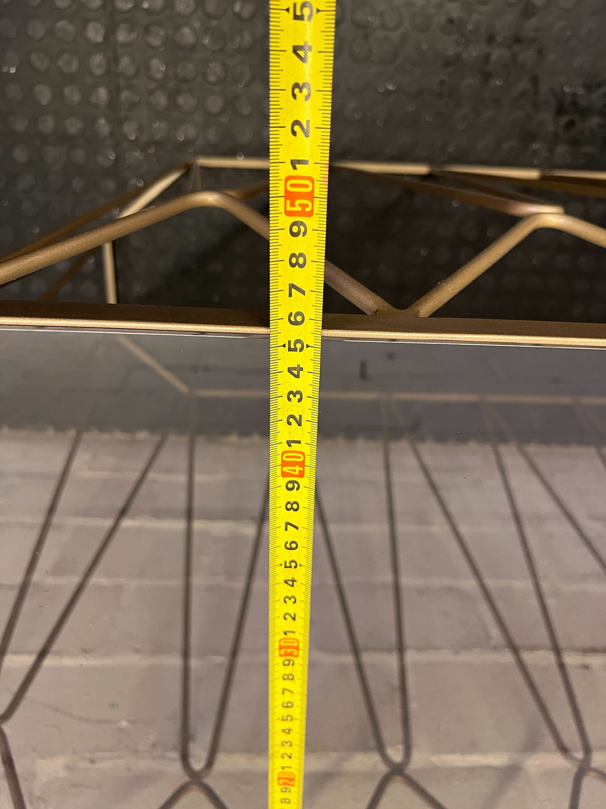 Glam Geometric Gold Console Table with Glass Top