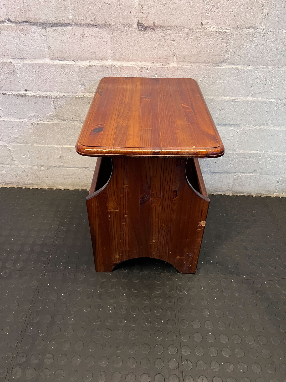 Rustic Wooden Magazine Side Table - Vintage Charm