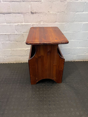 Rustic Wooden Magazine Side Table - Vintage Charm