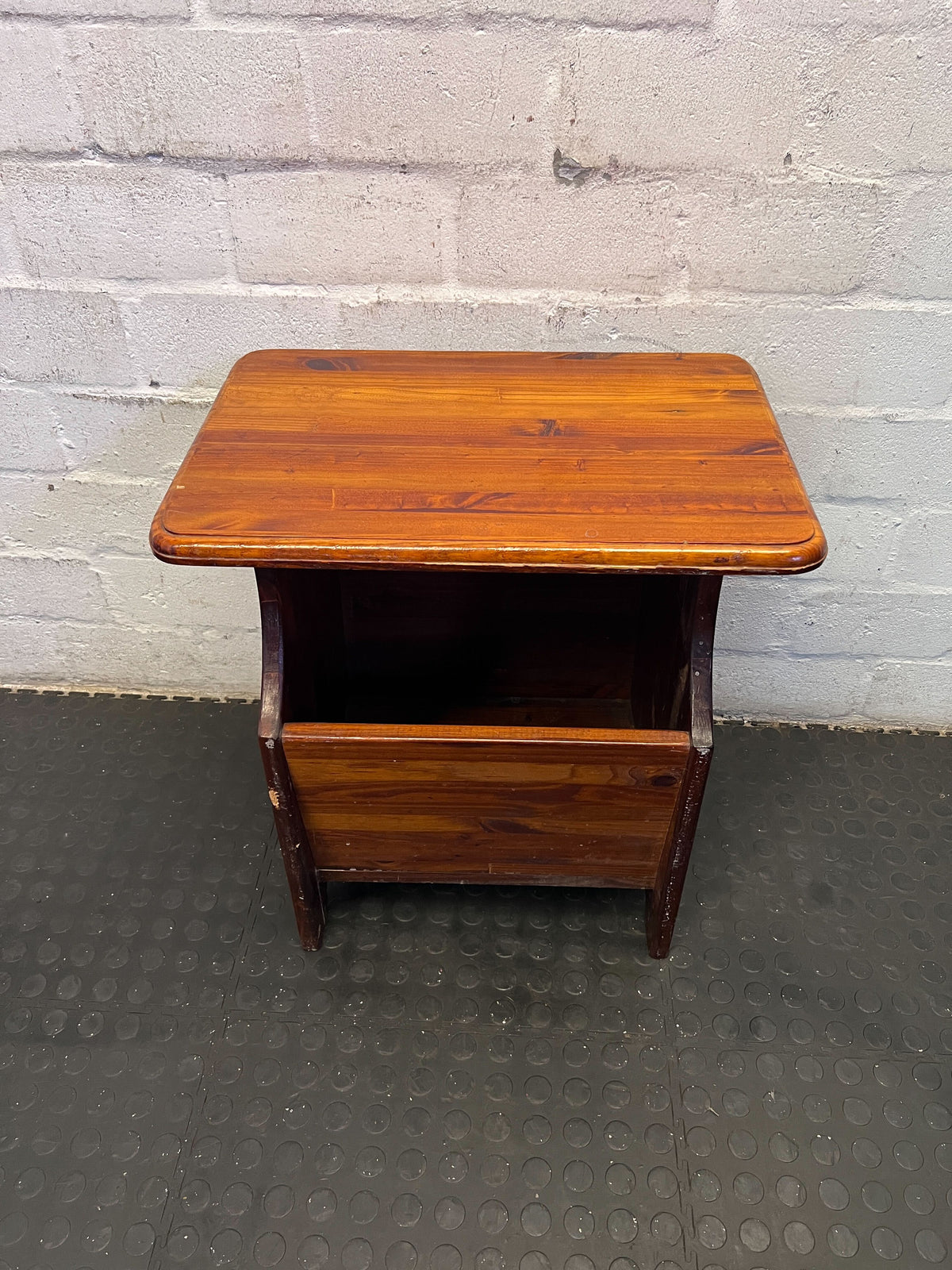 Rustic Wooden Magazine Side Table - Vintage Charm