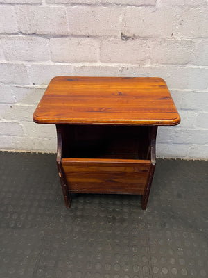 Rustic Wooden Magazine Side Table - Vintage Charm