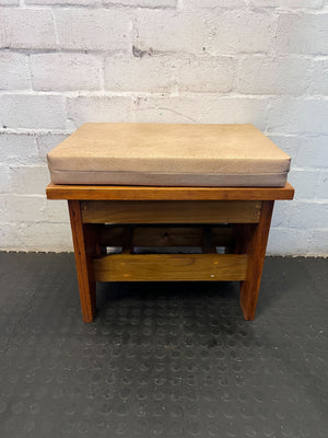 Versatile Wooden Padded Stool with Beige Cushion